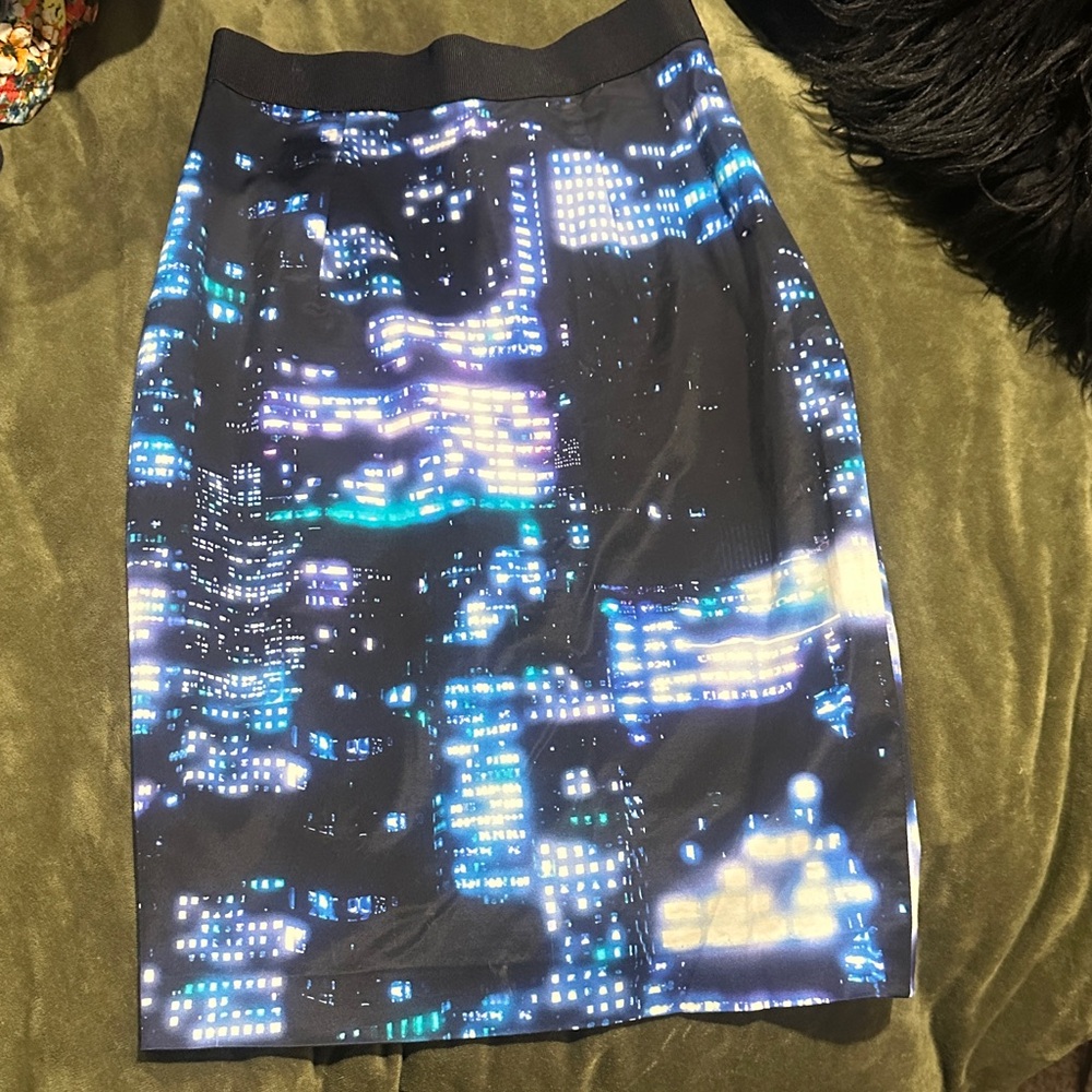 Milly Black and Blue Nightscape Pencil Skirt